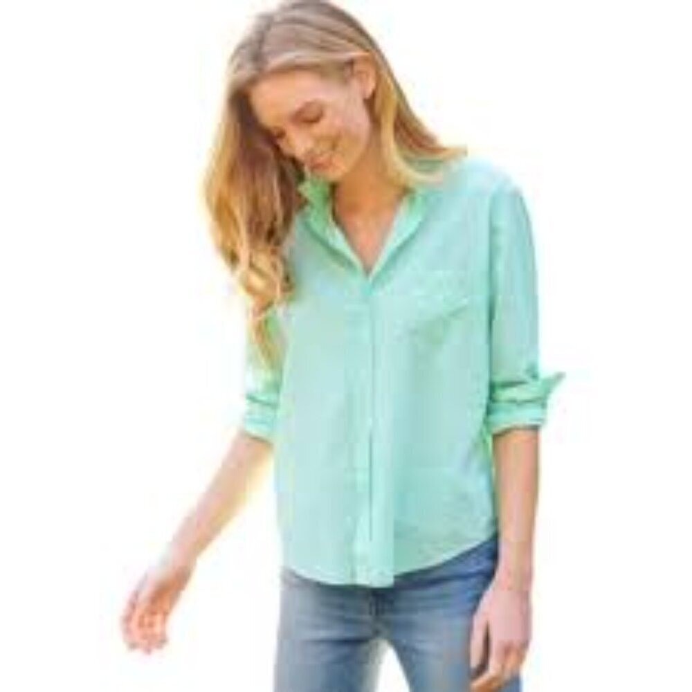 ✅ Frank & Eileen Luke Button Down Long Sleeve Cotton Shirt in Green SIZE X-SMALL